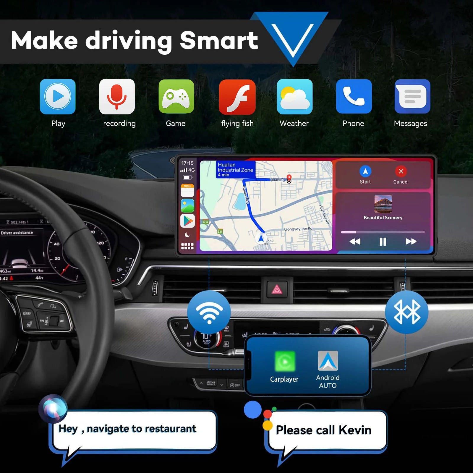 Carplay skjerm stor