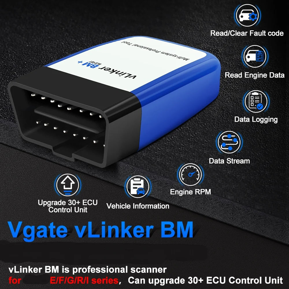Vgate vLinker BM+ ELM327 BimmerCode BimmerLink Auto Code Reader Diagnostic Tool Car Scanner ELM327 OBD2 Bluetooth 4.0