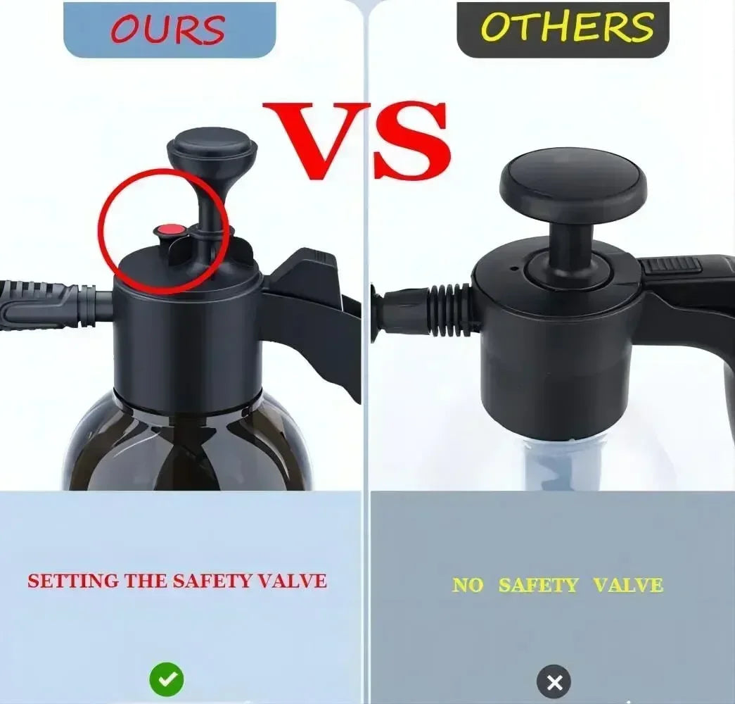 2L Hand Pump Foam Sprayer Snow Foam Gun Nozzle With Pressure Relief Valve Car Wash Spray Bottle Window Cleaning Tools